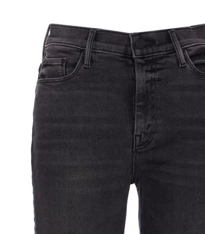 Mother Flared Leg Trousers Contrast Stitching In Black