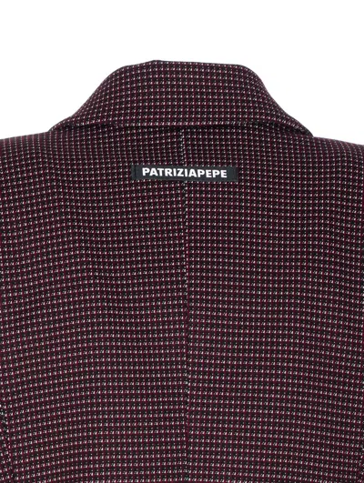 Patrizia Pepe Zipped Plaid Blazer In Brown