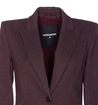 Patrizia Pepe Zipped Plaid Blazer In Brown