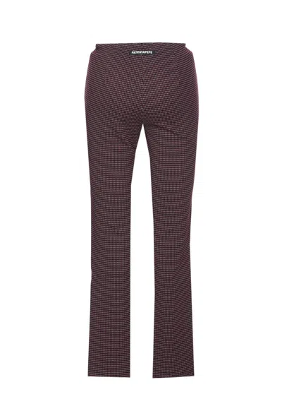 Patrizia Pepe Geometric-pattern Zip-detail Trousers In Brown
