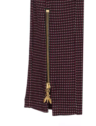 Patrizia Pepe Geometric-pattern Zip-detail Trousers In Brown