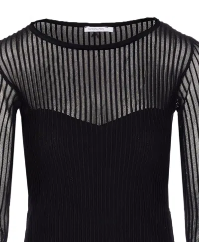 Patrizia Pepe Ribbed Transparent Knitwear In Black