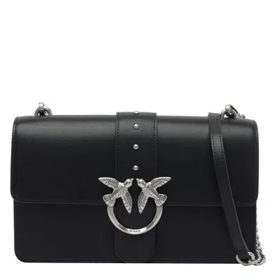 Pinko Structured Black Shoulder Bag With Circular Embellishments