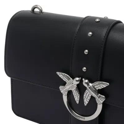 Pinko Structured Black Shoulder Bag With Circular Embellishments