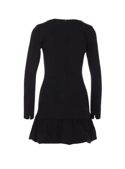 Pinko Flounced Square Neck Long Sleeve Dress In Black