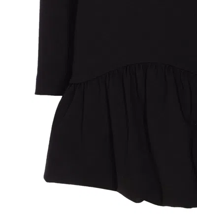 Pinko Flounced Square Neck Long Sleeve Dress In Black