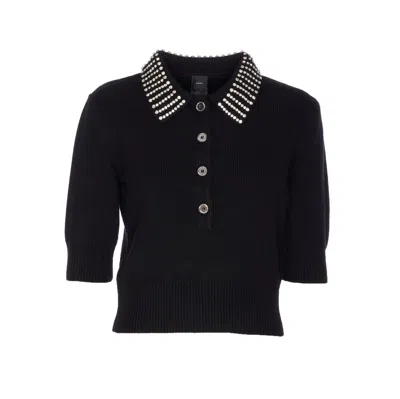 Pinko Black Wool-blend Sweater In Black