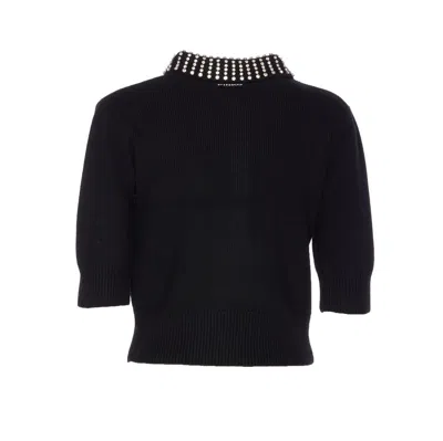 Pinko Black Wool-blend Sweater In Black