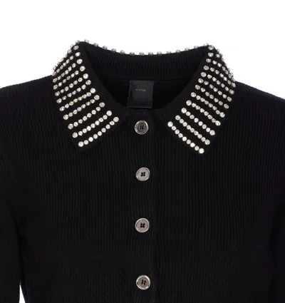 Pinko Black Wool-blend Sweater In Black
