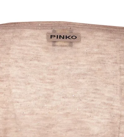 Pinko Salomone Wool Sweater With Micro Sequins In Neutral