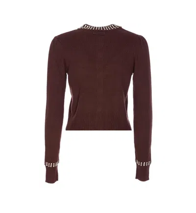 Pinko Crystal-embellished Cardigan In Red