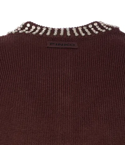 Pinko Crystal-embellished Cardigan In Red