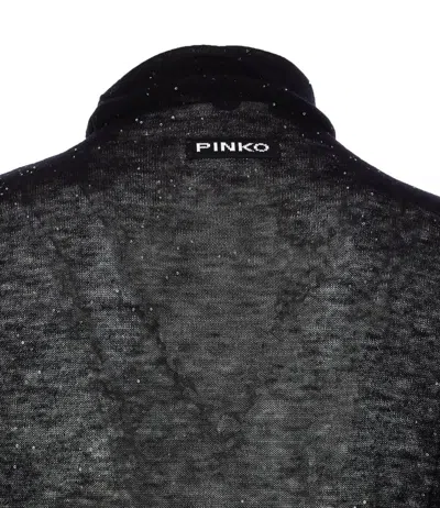Pinko High Neck Sweater With Moss Pattern And Mini Sequins In Black