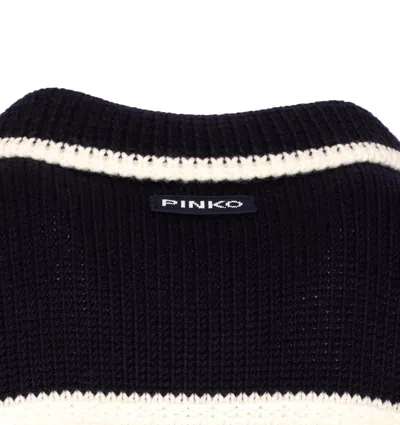 Pinko Cardigan With Contrasting Profiles In Black
