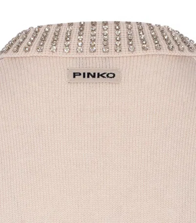 Pinko Rhinestone-decorated Collar Sweater In White