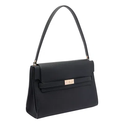 Tory Burch Leather Rectangular Top Handle Shoulder Bag In Black