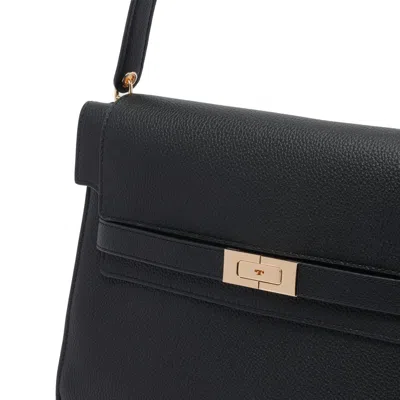 Tory Burch Leather Rectangular Top Handle Shoulder Bag In Black