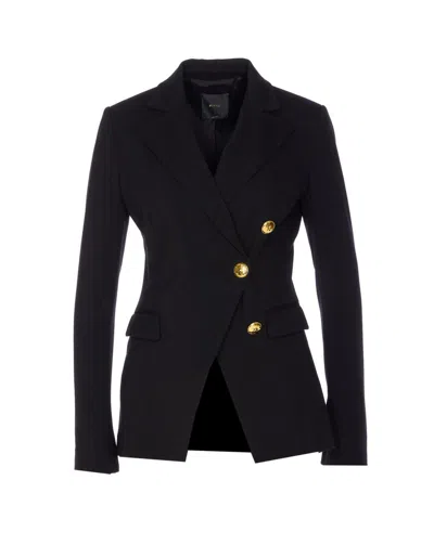 Pinko Double-breasted Flap Pockets Jacket In Black