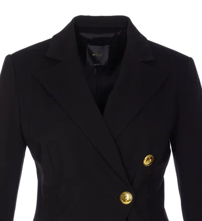 Pinko Double-breasted Flap Pockets Jacket In Black