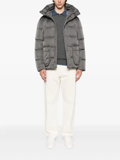 Herno Hooded Quilted Jacket In Gray