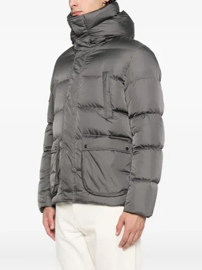 Herno Hooded Quilted Jacket In Gray