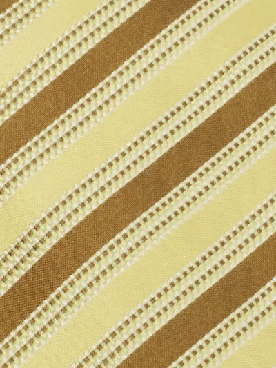 Pre-owned Hugo Boss 2024  Diagonal-stripes Silk Tie In Yellow