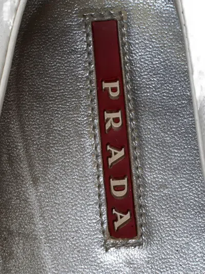 Pre-owned Prada Bow-detail Leather Ballet Flats In White