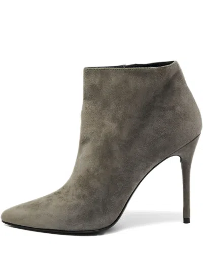 Pre-owned Stuart Weitzman  110mm Pointed-toe Stiletto Ankle Boots In Gray