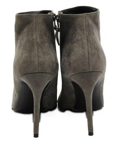 Pre-owned Stuart Weitzman  110mm Pointed-toe Stiletto Ankle Boots In Gray