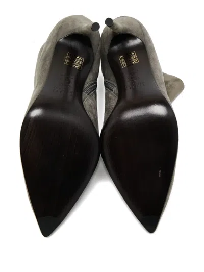 Pre-owned Stuart Weitzman  110mm Pointed-toe Stiletto Ankle Boots In Gray