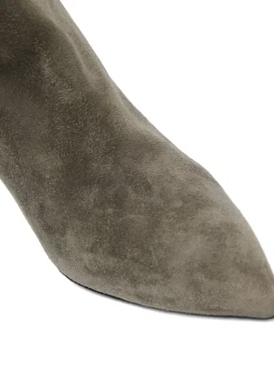 Pre-owned Stuart Weitzman  110mm Pointed-toe Stiletto Ankle Boots In Gray