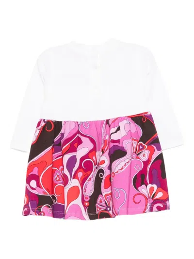 Pucci Junior Abstract-print Long-sleeve Dress In White