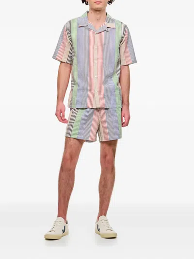 Howlin' Striped-pattern Seersucker-texture Shorts In Multi