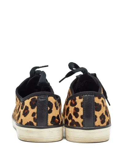 Pre-owned Tory Burch  Marin Ocelot Sneakers In Black
