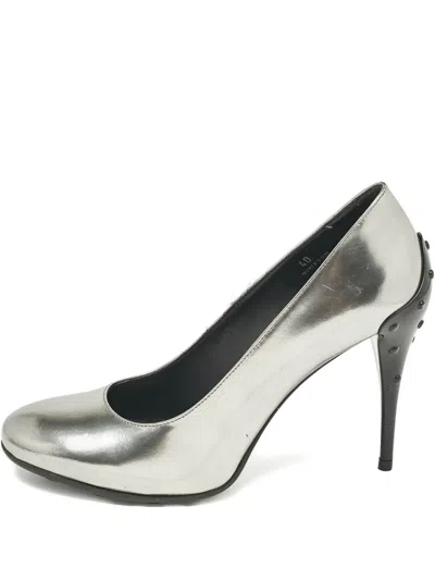 Pre-owned Tod's Vintage  120mm Leather Pumps In Silver