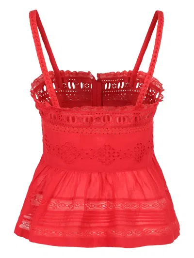 Isabel Marant Étoile Lace-insert Cotton Top In Red