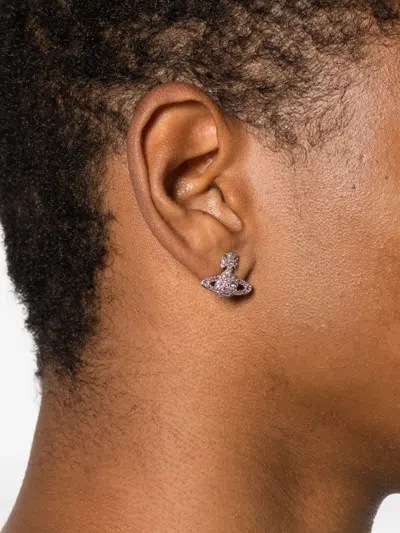 Vivienne Westwood Grace Bas Relief Orb Crystal Earrings In Metallic