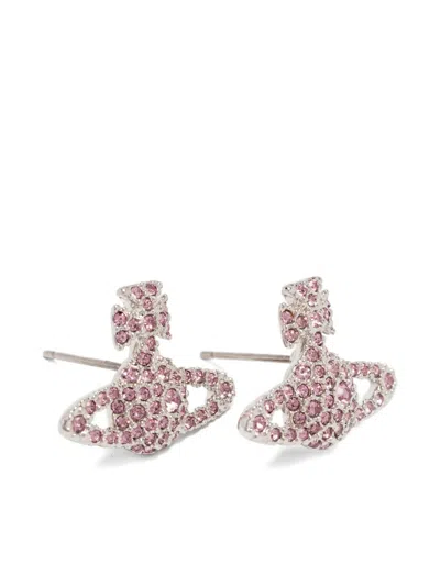 Vivienne Westwood Grace Bas Relief Orb Crystal Earrings In Metallic