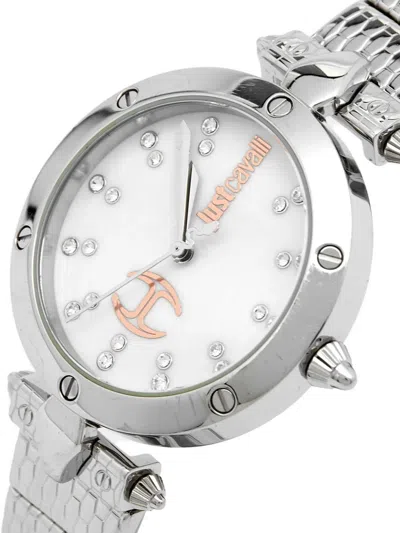 Pre-owned Just Cavalli Vintage  Crystal-embellished Watch In White