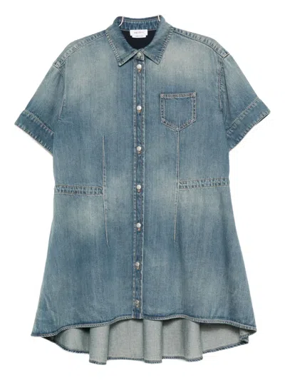 Alexander Mcqueen Short-sleeved Denim Dress In Blue