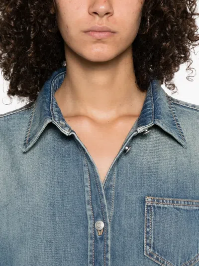 Alexander Mcqueen Short-sleeved Denim Dress In Blue