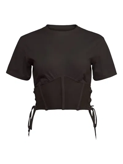 Fleur Du Mal Sabrina Corset T-shirt In Brown