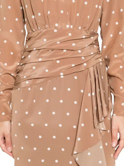 Alessandra Rich Polka Dot-print Midi Dress In Brown