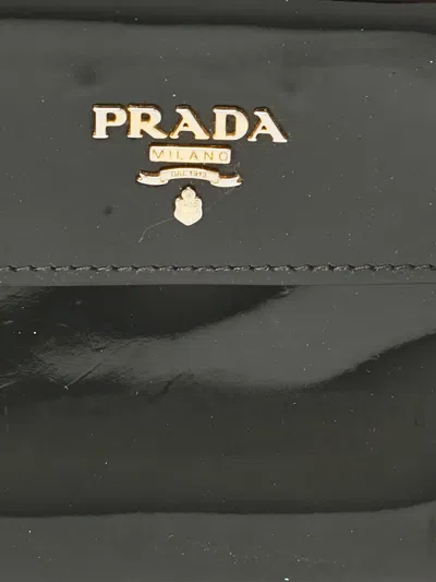 Pre-owned Prada Patent Leather Clasp Wallet In Black