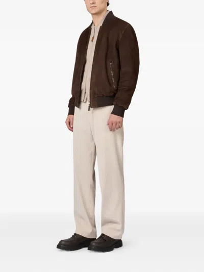 Tod's Suede Bomber Jacket In Brown