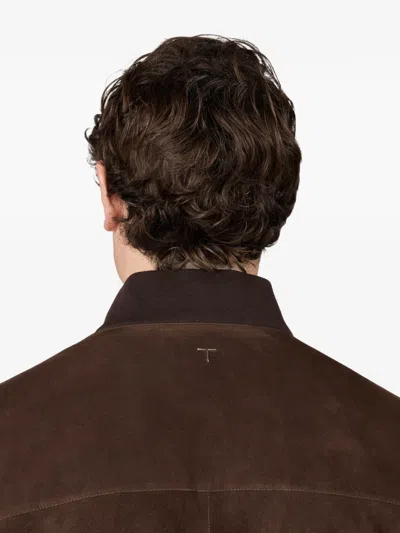 Tod's Suede Bomber Jacket In Brown