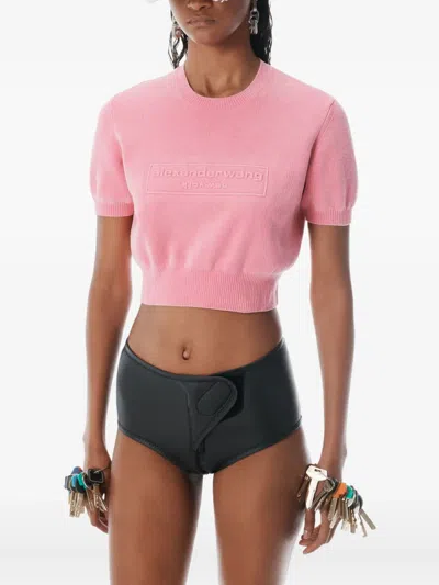Alexander Wang Women Chenille Pullover In Cotton Blend With Logo In Pink