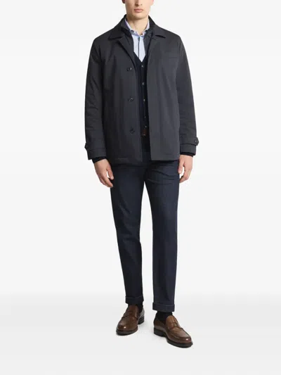 Fay Stand Up-collar Button-up Jacket In Blue