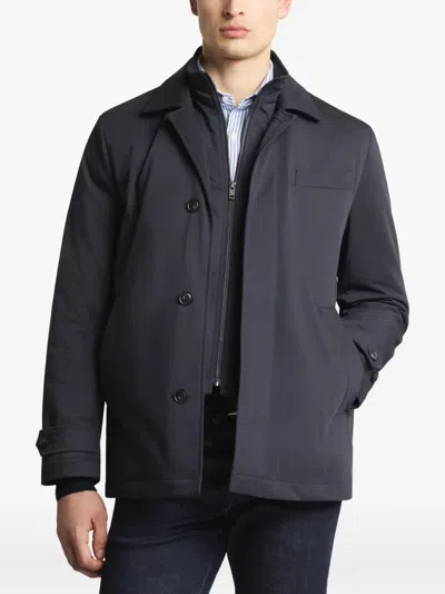 Fay Stand Up-collar Button-up Jacket In Blue