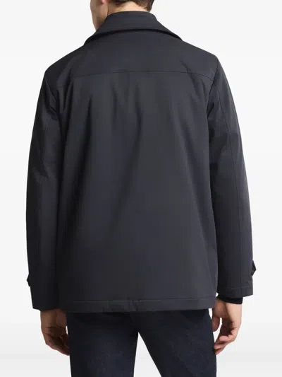 Fay Stand Up-collar Button-up Jacket In Blue